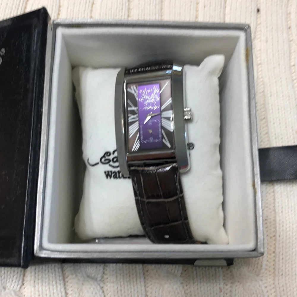 Ed Hardy leather watch with secondhand